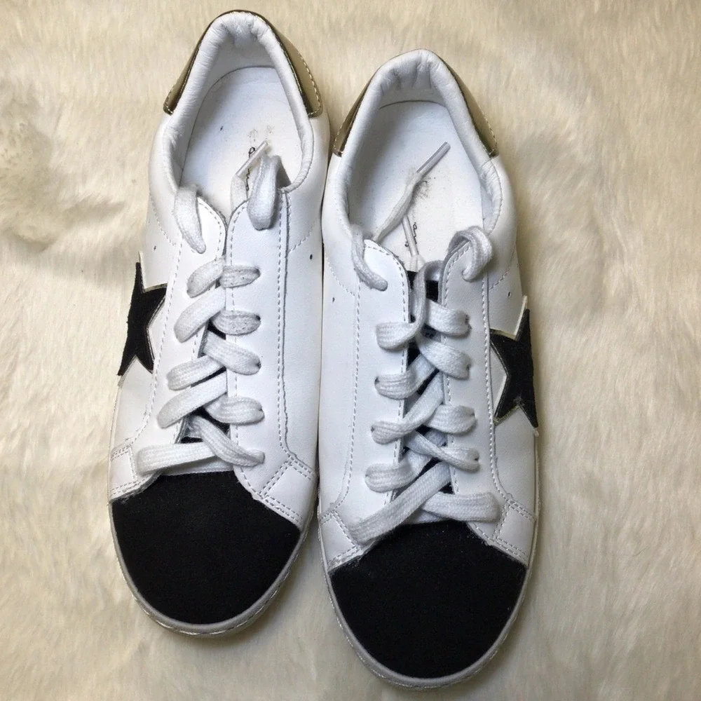 Vintage Havana leather sneakers with black‎ suede details
